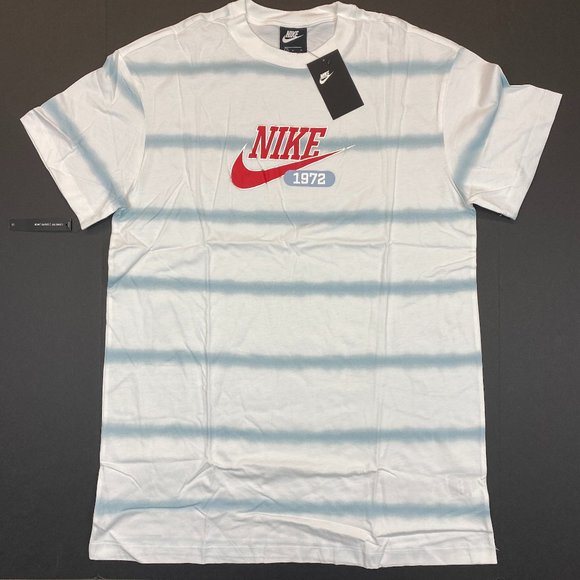 Women's Nike Essentials Tie-Dye Striped Logo T-Shirt Dress - White - L - Picture 1 of 3
